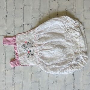 Summer Romper With Embroidered Bunnies 3T